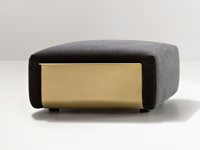 LOOM - Rectangular fabric pouf with brass structure _ DE CASTELLI