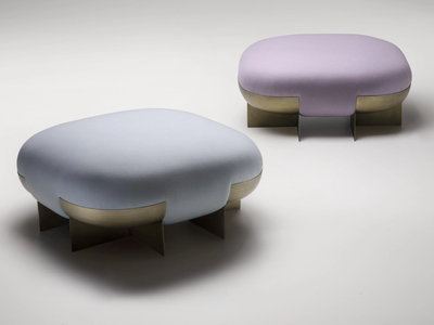 ORI - Square metal and fabric pouf _ DE CASTELLI