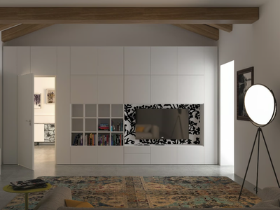 ALFABETO - Modular HPL TV cabinet with shelves _ De Rosso