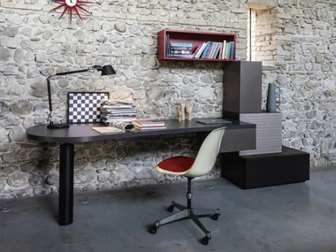 DR-ONE + FORME 8 - HPL writing desk with bookcase _ De Rosso
