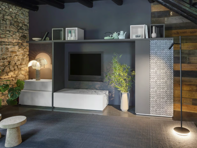 DR-ONE - Sectional wall-mounted HPL storage wall _ De Rosso