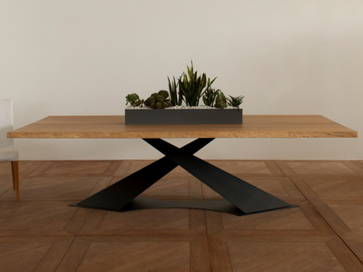 DUBAI - Oak and metal table _ Deodara