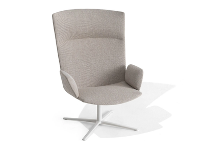CALUM LOUNGE RELAX - Swivel fabric armchair with 4-spoke base high-back _ Desalto