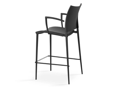 SAND - High leather stool with armrests _ Desalto