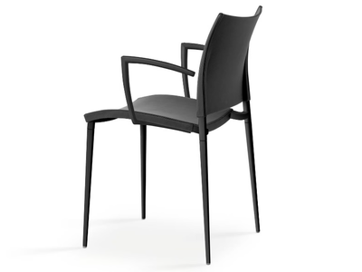 SAND - Upholstered stackable leather chair _ Desalto