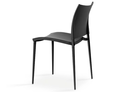 SAND - Upholstered stackable leather chair _ Desalto