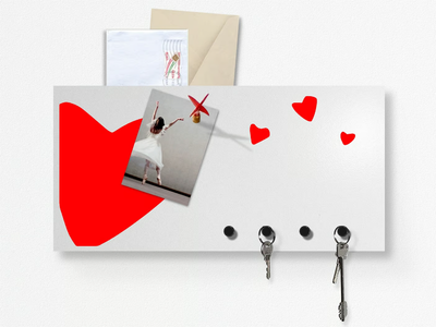 HEART - Magnetic dry erase board with wall key holder _ designobject.it