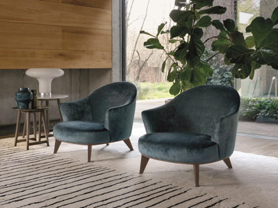 ALASIA - Fabric armchair with footstool with removable cover _ Désirée divani
