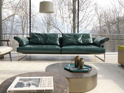 ARLON - 3 seater leather sofa with removable cover _ Désirée divani
