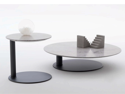KARA - Painted metal coffee table with marble top _ Désirée divani