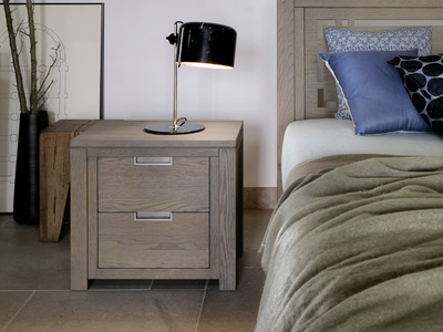 QUADRA - Solid wood bedside table with drawers _ Devina Nais