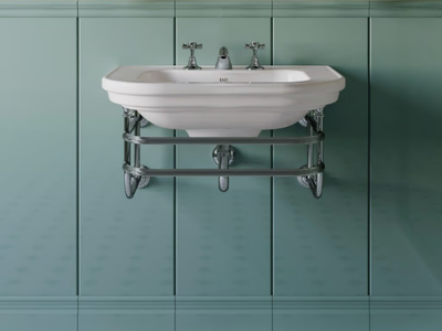 CLASSICA - Wall-mounted brass console sink with towel rail _ Devon&Devon
