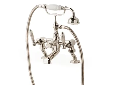 DIAMOND - Deck mounted external brass bathtub tap with hand shower _ Devon&Devon