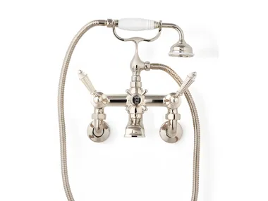 DIAMOND - Wall-mounted brass bathtub mixer with hand shower _ Devon&Devon