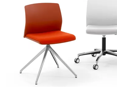 LIBRA EASY SOFT - Trestle-based plastic chair with integrated cushion