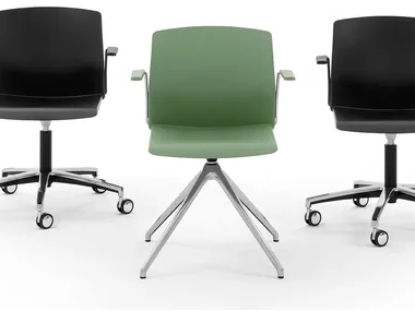 LIBRA PLASTIC - Swivel trestle-based plastic chair with armrests _ Diemmebi