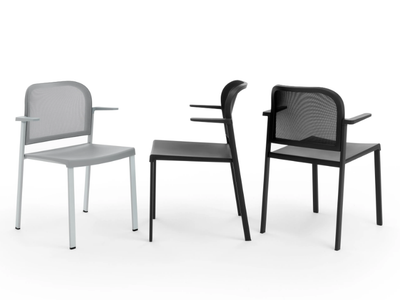 MAKEUP NET PLASTIC - Polypropylene chair with armrests _ Diemmebi
