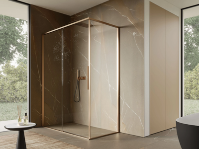 BRAVE 03 - Corner glass shower cabin with sliding door _ DISENIA