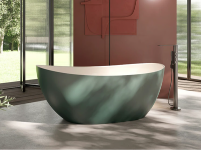 SEVEN - Freestanding oval Mineralux Stone bathtub _ DISENIA