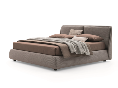 BEND - Fabric bed with upholstered headboard