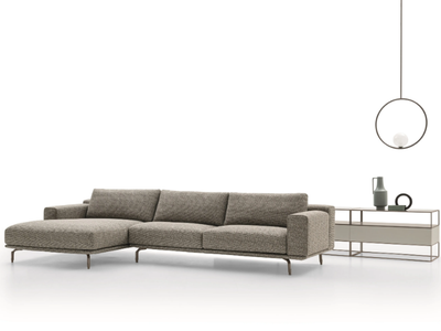 DALTON LOW - 3 seater fabric sofa with chaise longue