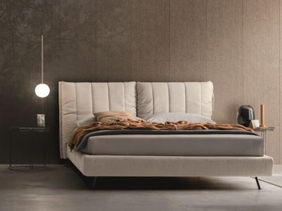 ON LINE - Fabric bed with high headboard