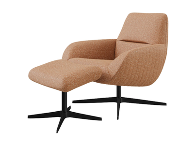 FINLEY - Fabric armchair with footstool