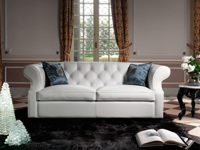 BENJAMIN - 3 seater tufted leather sofa _ Domingo Salotti