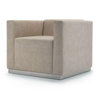 QUINCY - Upholstered leather armchair with armrests _ Domingo Salotti