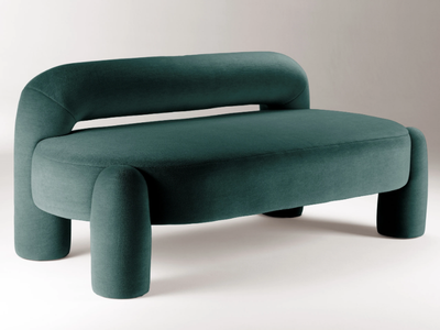MARLON - Upholstered velvet bench with back _ DOOQ