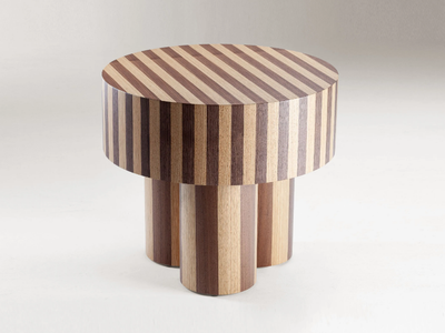 NUSA - Round oak and walnut high side table _ DOOQ
