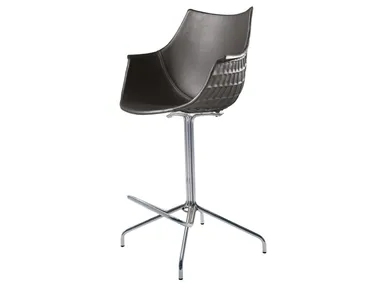 MERIDIANA - Swivel leather stool with back _ Driade
