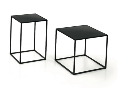 KISS - Square glass and steel coffee table _ Duomo Design
