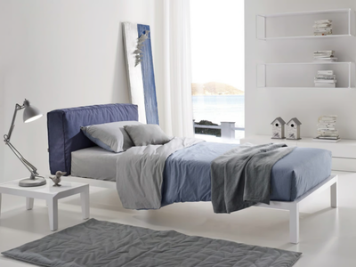 LERA SOFT - Single bed with removable cover with upholstered headboard _ Duomo Design