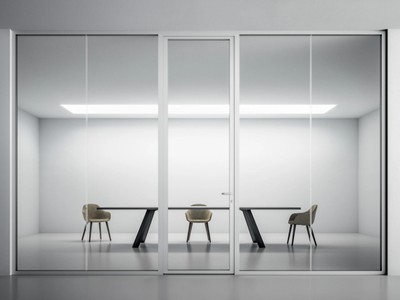 DOUBLE GLASS - Vertical glass and aluminium movable wall _ DVO