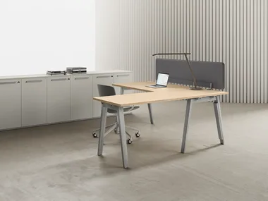 E-PLACE - L-shaped melamine and metal office desk _ DVO