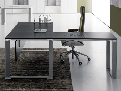 VERTIGO - Sectional extruded aluminium and tanned leather office desk _ DVO