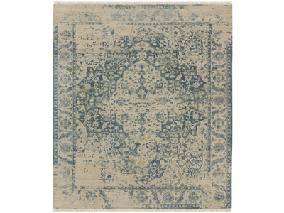 TEHRANI BLUE BEIGE - Handmade rectangular rug in wool ans silk _ Edition Bougainville