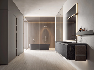 CAL 2346 - Wall-mounted vanity unit with integrated washbasin