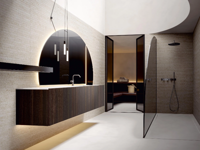 HEX 2336 - Wall-mounted vanity unit with integrated washbasin