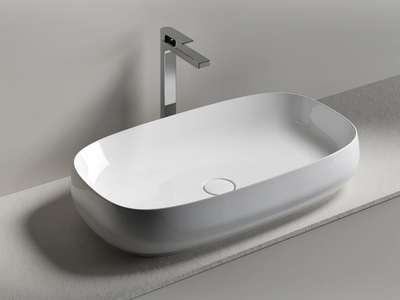 TROY 70 - Rectangular countertop ceramic washbasin _ Edoné by Agorà