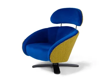 COCONUT - Swivel woven wicker and fabric armchair _ Egoitaliano