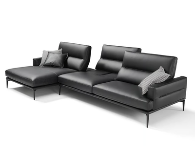 FENG - 3 seater leather sofa with chaise longue _ Egoitaliano