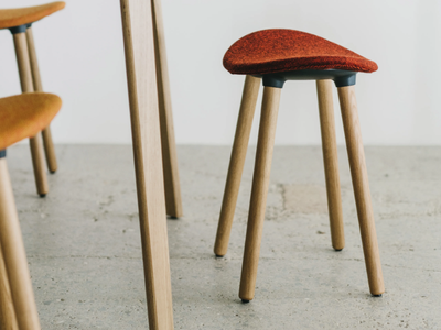 COMA WOOD - Low fabric and oak stool _ ENEA