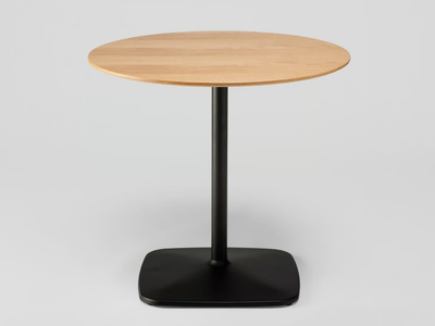 IRON - Round table with steel base and oak top _ ENEA