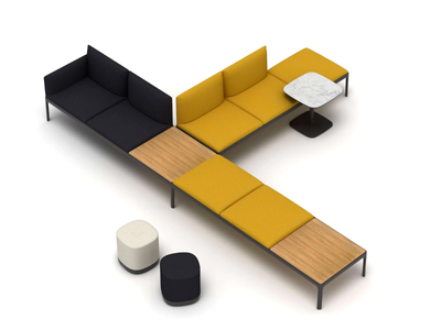 KUBIKA - Modular fabric bench seating with back _ ENEA