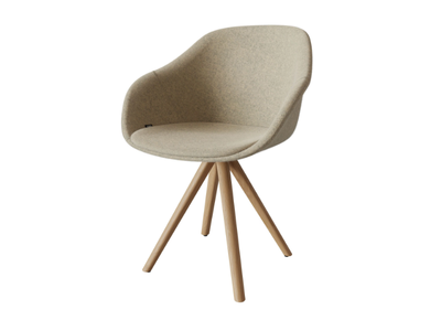LORE SPIN WOOD - Trestle-based chair with armrests _ ENEA