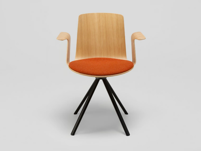 LOTTUS SPIN - Trestle-based oak chair with armrests _ ENEA