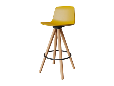 LOTTUS SPIN WOOD - Swivel barstool with footrest _ ENEA