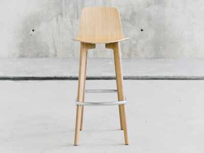LOTTUS WOOD - High wooden stool with back _ ENEA